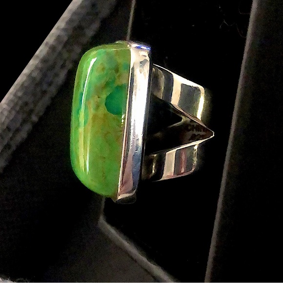 JAY KING DTR Green Turquoise Sterling Silver Cabochon Rings 6-1/2 or 8-3/4 or 10 - Picture 3 of 15